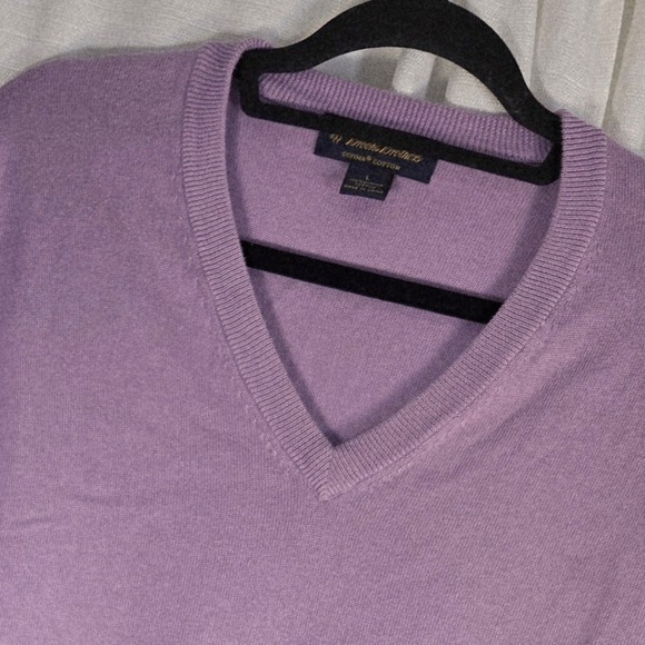 Brooks Brothers Supima Cotton V-Neck Sweater Mens Large Lavender Knitwear - Picture 1 of 11